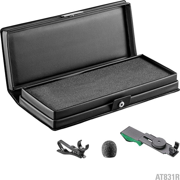 Audio-Technica AT831R Cardioid Condenser Lavalier Microphone with AT8533 Power Module, AT831R, with TA3F connector and guitar mount, USED, Blemished, AT831R Accessories Included