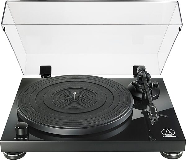 Audio-Technica AT-LPW50PB Fully Manual Belt Drive Turntable, Black, Action Position Back