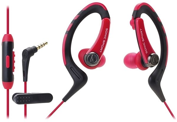 Audio-Technica ATH-SPORT1iS SonicSport In-Ear Headphones, Red