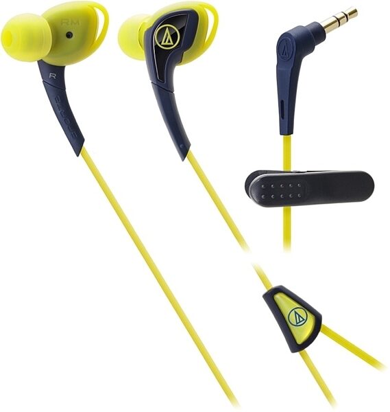 Audio-Technica ATH-SPORT2 SonicSport In-Ear Headphones, Navy-Yellow