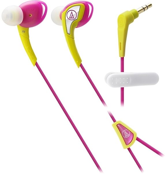 Audio-Technica ATH-SPORT2 SonicSport In-Ear Headphones, Yellow-Pink