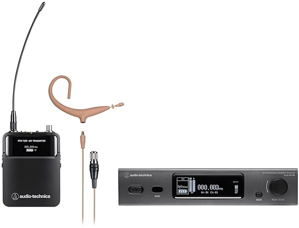 Audio-Technica ATW-3211N893X 3000 Series Wireless Headworn Microphone System (Network-Enabled), Beige, Band EE1: 530.000 to 589.975 MHz, Main