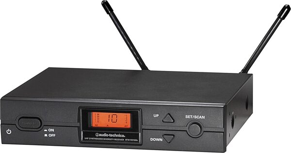 Audio-Technica ATW-R2100b 2000 Series Wireless Receiver, Band I 487.125-506.500 MHz, Side with Antennas