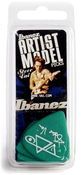 Ibanez Steve Vai Guitar Picks (6-Pack), Green, 1.0 millimeter, Heavy, Green Box