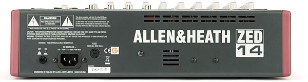 Allen and Heath ZED-14 USB Mixer, 14-Channel, Warehouse Resealed, Rear