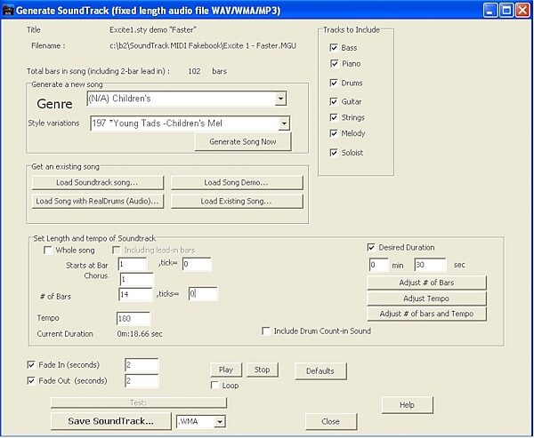 PG Music Band in a Box Pro (Windows), Screenshot - Soundtrack