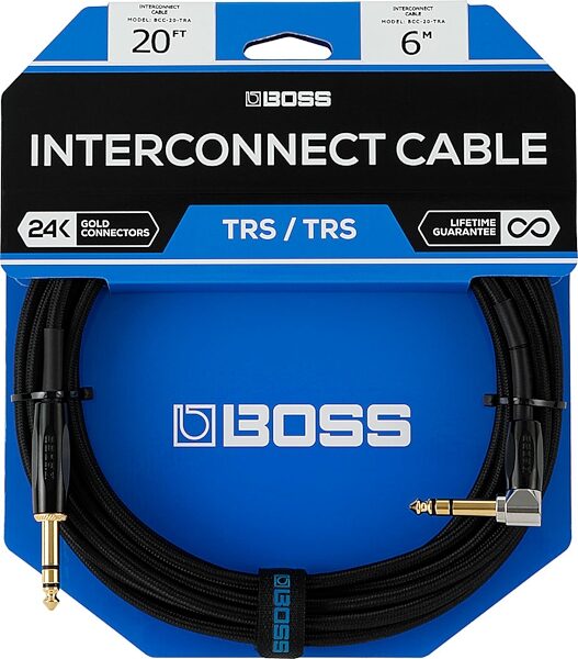 Boss BCC TRS Cable, Straight to Right Angle Plug, Action Position Front