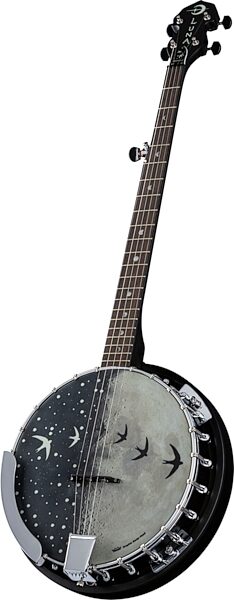 Luna Moonbird Acoustic-Electric Banjo, 5-String, Angled with head Front