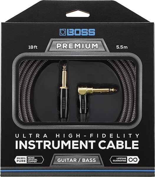 Boss Premium Straight to Angle Guitar Cable, Action Position Back
