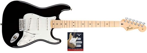 Fender Standard Stratocaster Maple Electric Guitar and Texas Special Pickup Set, Black