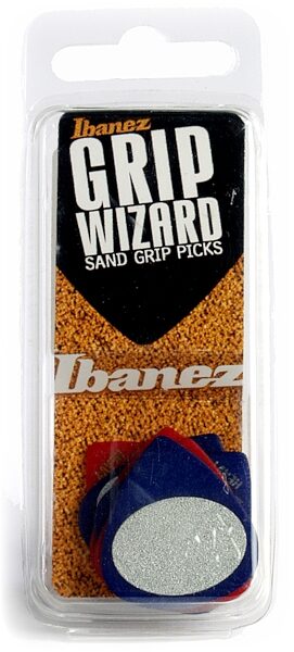 Ibanez Sand Grip Wizard Guitar Picks (6-Pack), Blue and Red, Heavy Box
