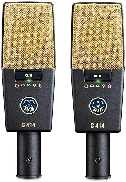 AKG C 414 XL II ST Large-Diaphragm 9-Pattern Condenser Microphones, Stereo Matched Pair, New, Front