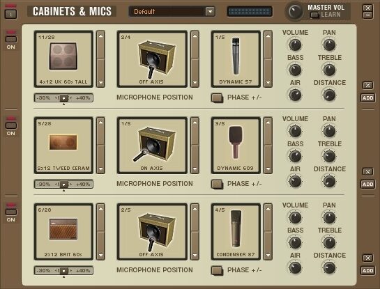 Native Instruments Guitar Rig Software Edition (Macintosh and Windows), Cabinets and Mic Settings