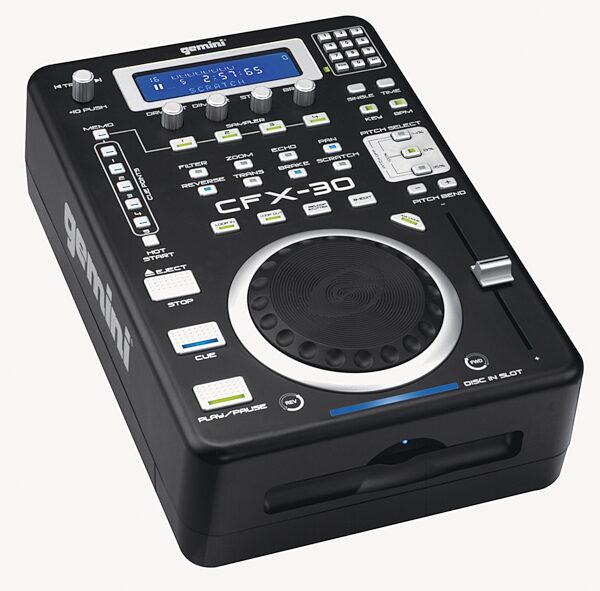 Gemini CFX30 Tabletop Single CD Player with Scratch, Angle