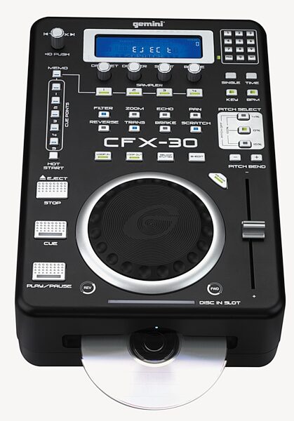 Gemini CFX30 Tabletop Single CD Player with Scratch, Top angle