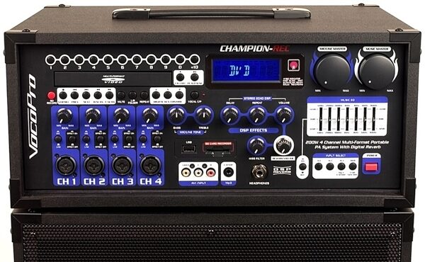 VocoPro CHAMPION-REC Portable PA System with Digital Recorder, Mixer Front