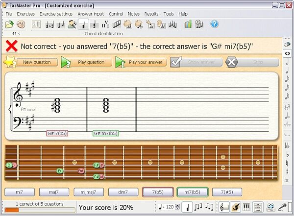 EarMaster Essential Ear Training Software (Mac and Windows), Screenshot - Chord ID