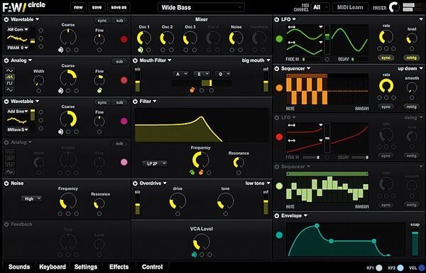 Future Audio Workshop Circle Software Synthesizer (Mac and Windows), Screenshot - Main Interface