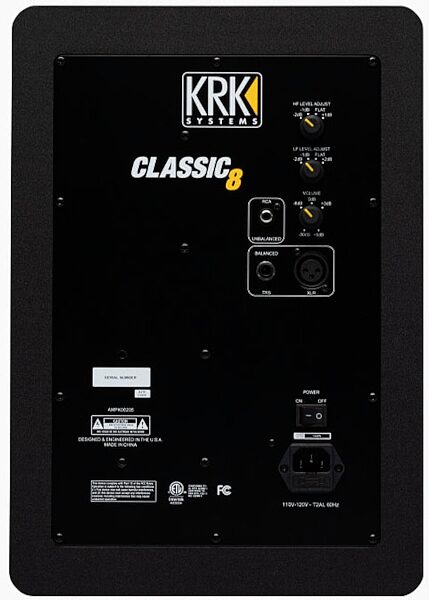 KRK Classic 8 Professional Active 2-Way Studio Monitor, 8 inch, Back