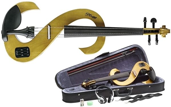 Stagg Electric Violin Pack (with Case), Honey