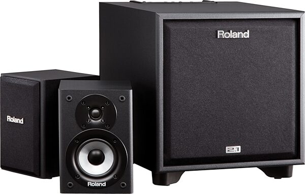 Roland CM-220 Cube Monitor Speaker System, Angle View with One Grill Open