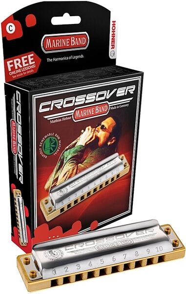 Hohner M2009BX Marine Band Crossover Harmonica, Key of High G, Action Position Back