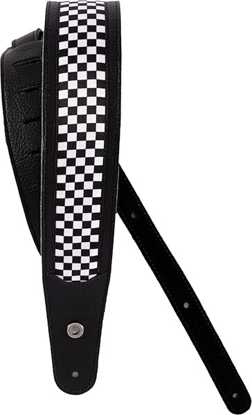 D'Addario Leather Woven Nylon Hybrid Guitar Strap, Checkered Black, 25HY01-DX, Action Position Back