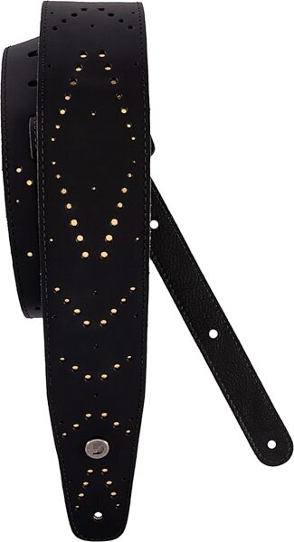 D'Addario 25LH00 Vented Leather Guitar Strap, Black, Action Position Back