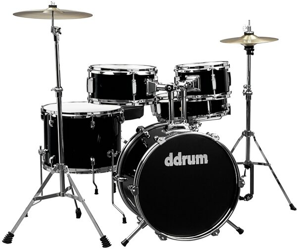ddrum D1 Junior Drum Set with Cymbals, 5-Piece, Midnight Black