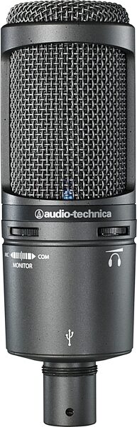 Audio-Technica AT2020 USB Plus Condenser Microphone, Charcoal Gray, Bundle with ATH-M20x Headphones and Desktop Boom Arm, Microphone