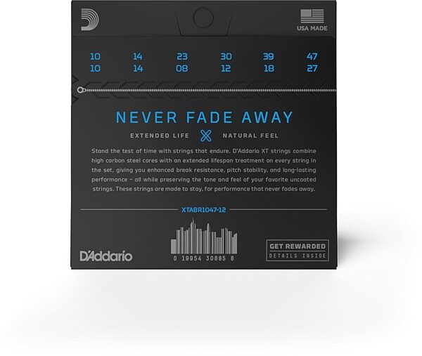 D'Addario XTABR-12 XT 80/20 12-String Acoustic Guitar Strings, Action Position Back