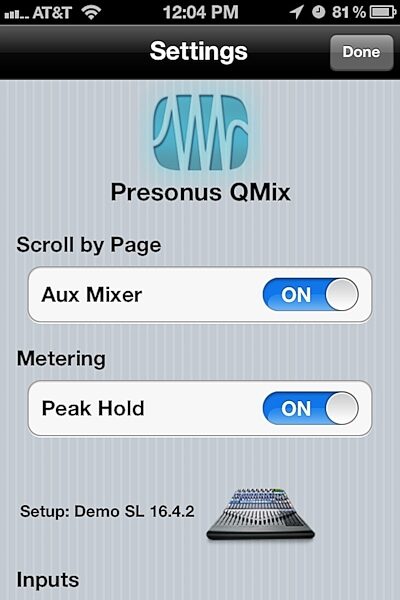 PreSonus StudioLive 16.0.2 16-Channel Digital Mixer, QMix Settings Top