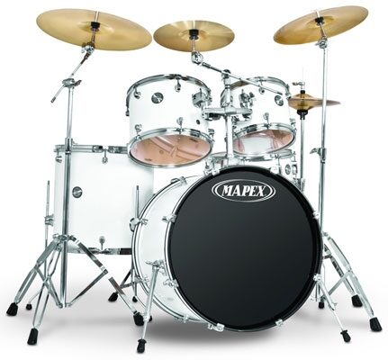 Mapex VR5295TC Voyager SRO Fully Loaded Drum Kit, 5-Piece, White