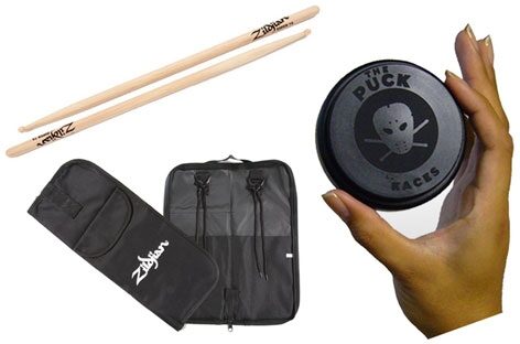 Zildjian Super 7A Drumsticks, Drumstick Bag and Kaces Puck Pack