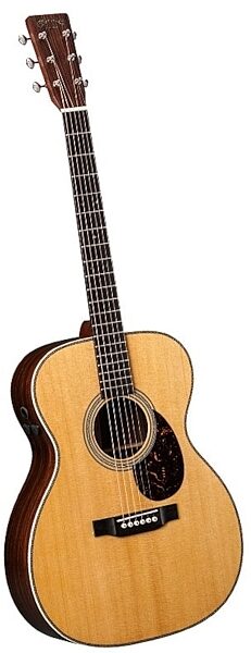 Martin OM-28E Retro Acoustic-Electric Guitar (with Case), Angle