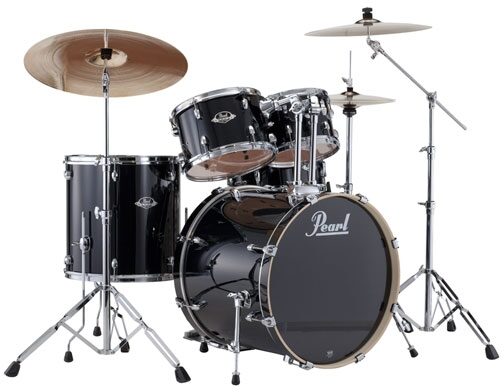 Pearl EX725SPC Export Drum Kit, 5-Piece, Black, with HWP-830 Hardware Pack, Black