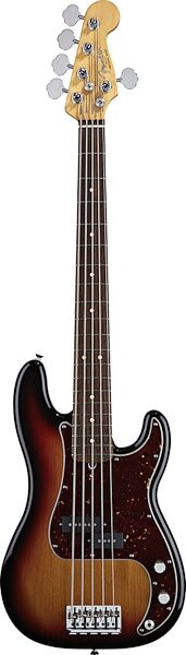 Fender American Standard Precision V Electric Bass, 5-String Rosewood Fingerboard with Case, 3-Color Sunburst