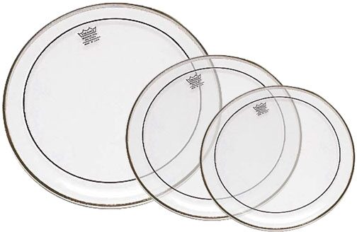 Remo Clear Pinstripe Tom Drumhead Pack, 10, 12, and 16 inch, Pack 1, Main