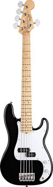Fender American Standard Precision V Electric Bass, 5-String Maple Fingerboard with Case, Black