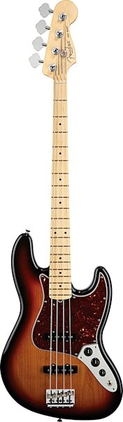 Fender American Standard Jazz Electric Bass, Maple Fingerboard with Case, 3-Color Sunburst