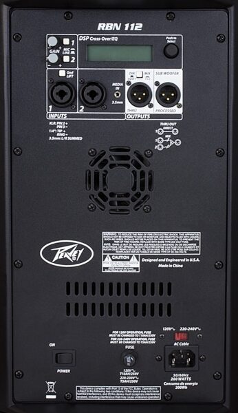 Peavey RBN-112 Powered PA Speaker (2000 Watts, 1x12"), Rear Panel
