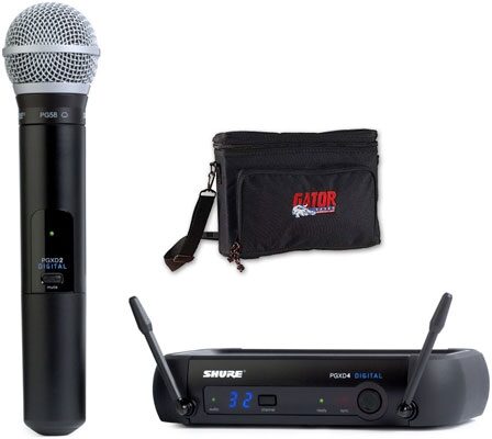 Shure PGX Digital Handheld Wireless Handheld Microphone System with PG58, Wireless Bag Pack