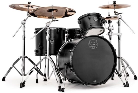 Mapex MK426SF Meridian Black LTD Edition Raven Drum Shell Kit, 4-Piece, Black