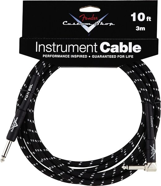 Fender Custom Shop Guitar Instrument Cable (Angled End), Black Tweed