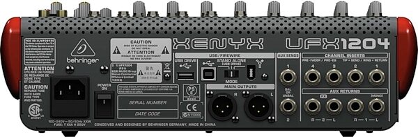 Behringer UFX1204 XENYX USB and FireWire Mixer, 12-Channel, Rear