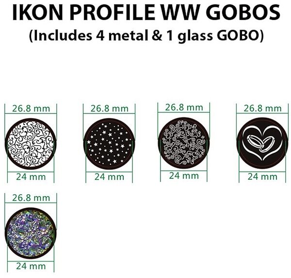 ADJ Ikon Profile WW Warm White Gobo Projector Light, GOBOS