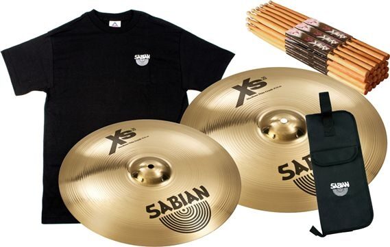 Sabian XS20 Medium Thin Crash Cymbal Package, Cymbal Bag Drumsticks and Gift Pack