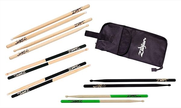 Zildjian 5A Sampler Drumstick Package with Drumstick Bag, Main