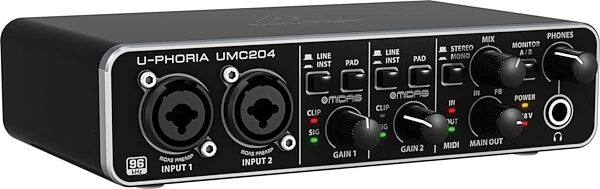 Behringer UMC204 U-PHORIA USB Audio Interface, Left
