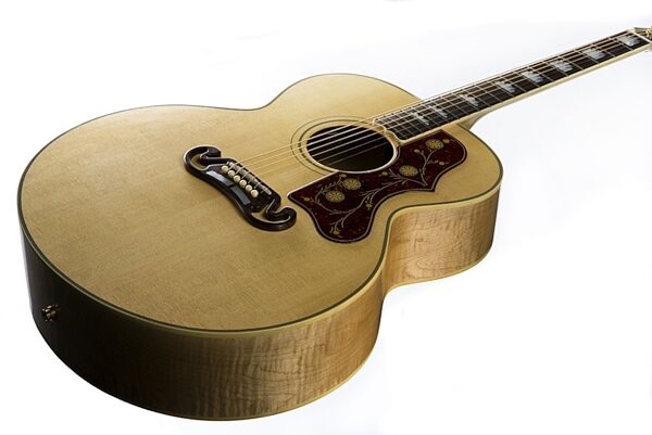 Gibson J-200 Super Jumbo Standard Acoustic-Electric Guitar (with Case), Antique Natural Closeup